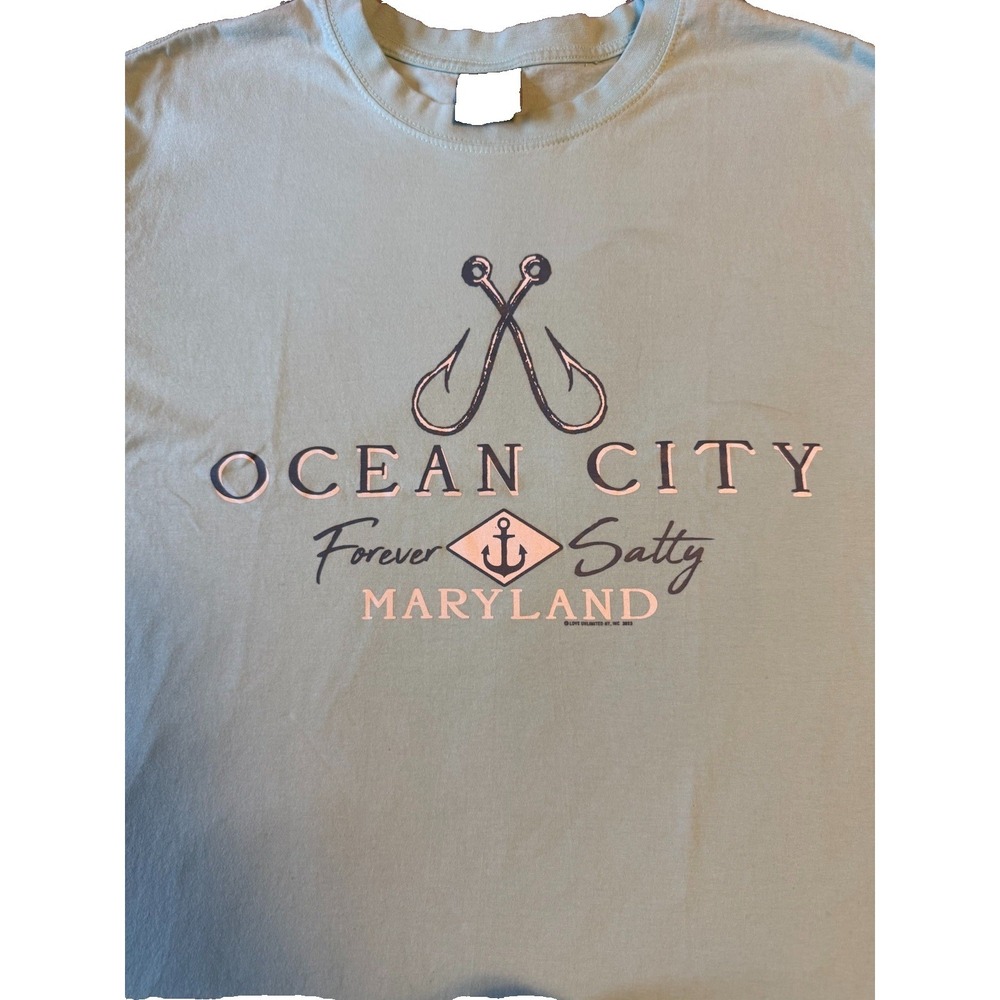 Ocean City Maryland T-Shirt Stay Salty Aqua Shirt Sleeve Unisex Sex Size L